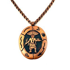 Native American Solid Copper Kachina Dancer Necklace
